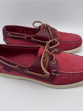 Sebago Docksides Boat Shoes – Red Leather – Women’s Size 8 M – Made in USA